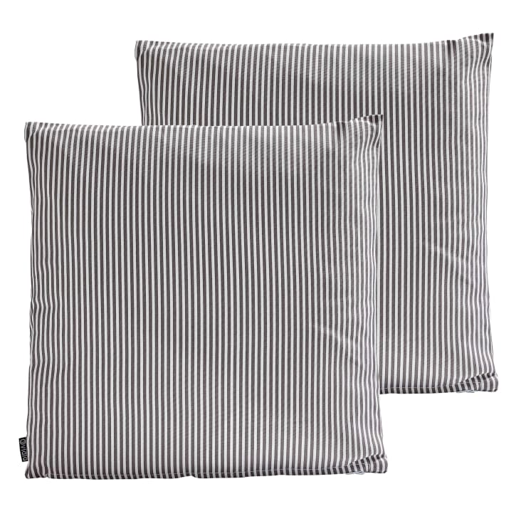 Set 4 Cuscini Quadrati Per Sedie Da Esterno, Grigio Scuro, 47x40x7,6 Cm, Impermeabili E Con Laccetti Per Fissaggio