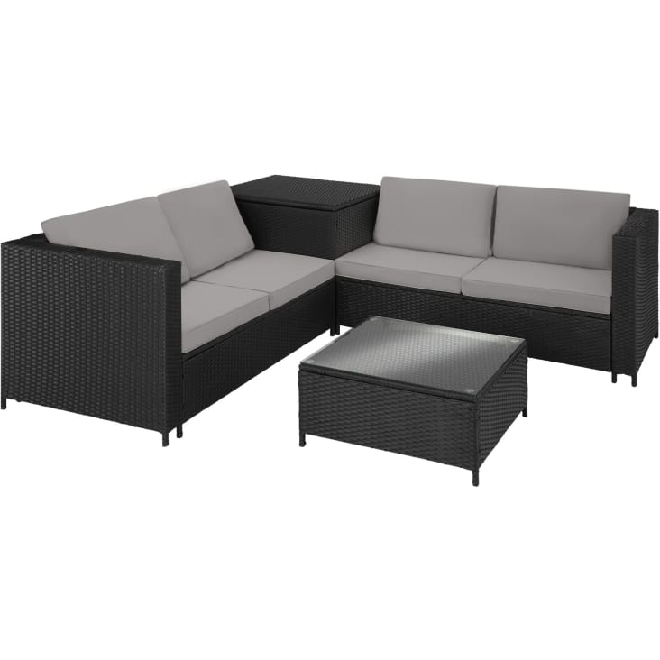Greemotion Set Lounge Giardino Sydney - Divani Angolari Con Tavolino E Cuscini Beige - Struttura In Acciaio Inox Spazzolato