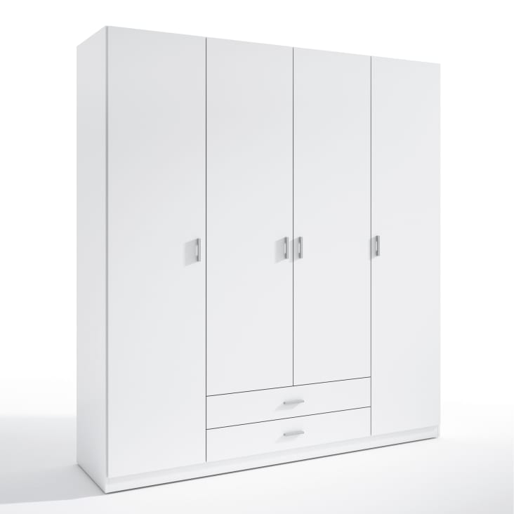 ropero 4 puertas 2 cajones color blanco, 198 cm longitud ALTEA | du Monde