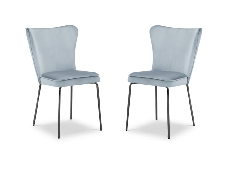 Ensemble de 2 chaises 1 place en velours bleu clair