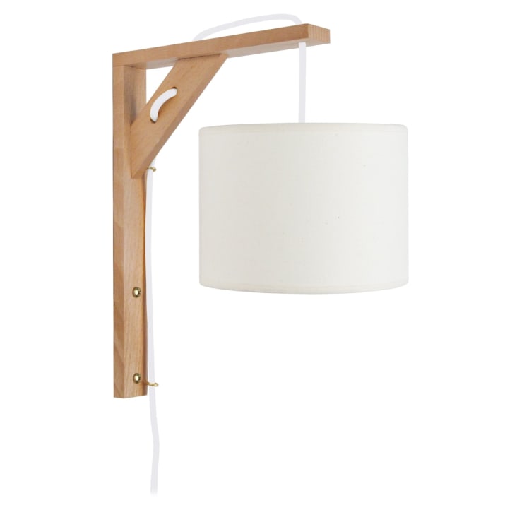 Applique Murale Vintage En Bois Et Tissu – Lampe Upcycling, équerre