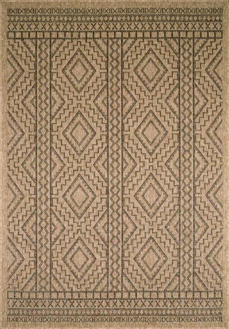 Tapis intérieur et extérieur aspect jute motif géométrique 120x160