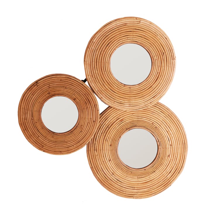 Miroir Pivotant En Bambou - Hauteur 39 Cm - Design Naturel Et Réglable - Pour Salle De Bain Ou Entrée