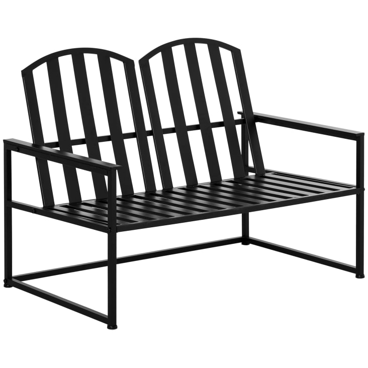 Banc De Jardin Design Contemporain 2 Places Métal époxy Noir | Maisons ...