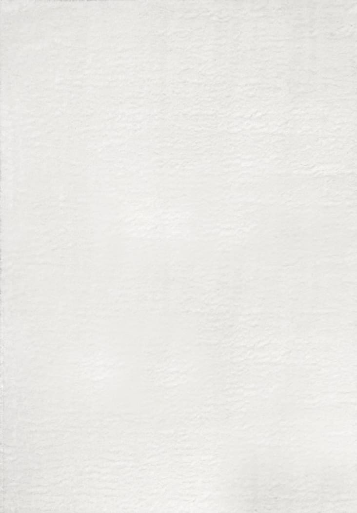 Tapis Blanc en Polyester 80 x 150 cm Moelleux Fa…