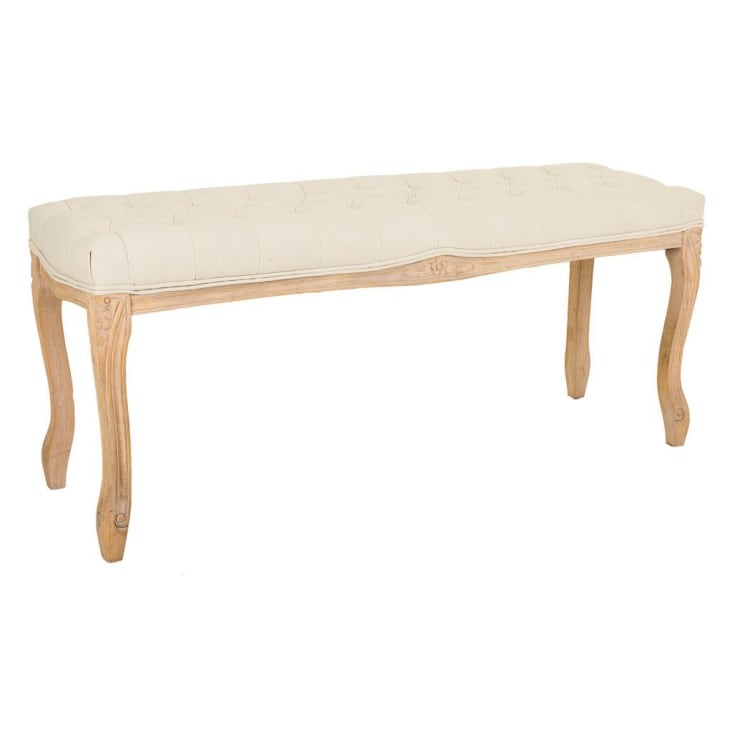 Banqueta de madera tapizada Beige 110x78x48h cm