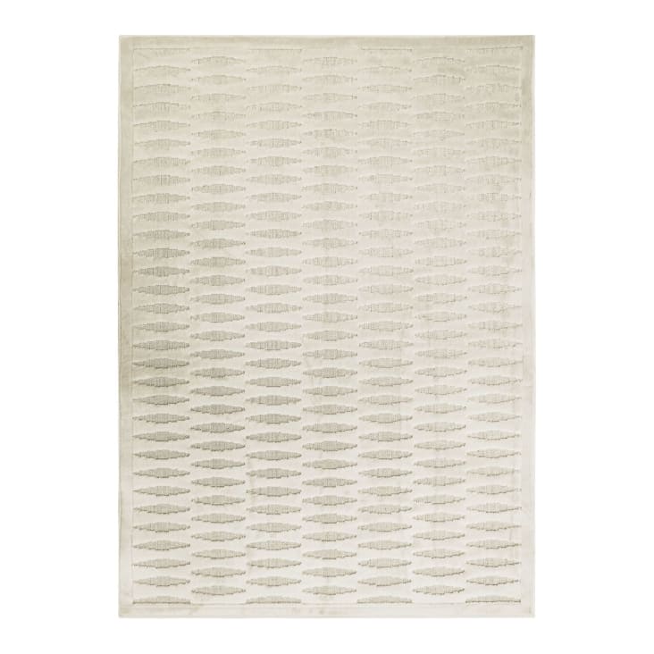 Tappeto da interni 120x170 cm beige e bianco con pompon