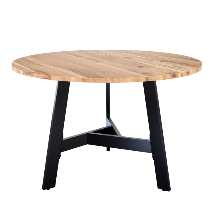Tavolo rotondo in legno di acacia e metallo 4 posti 115 cm Ellie