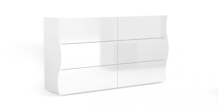 Cassettiera effetto legno bianco lucido 155x40h82 cm