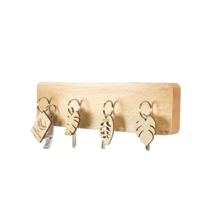 Range-clés rond aimanté en bois de hêtre
