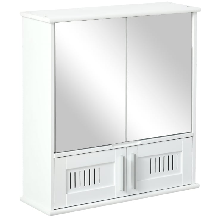 Armario auxiliar de baño con puertas de cristal y estante ajustable de  color blanco Kleankin