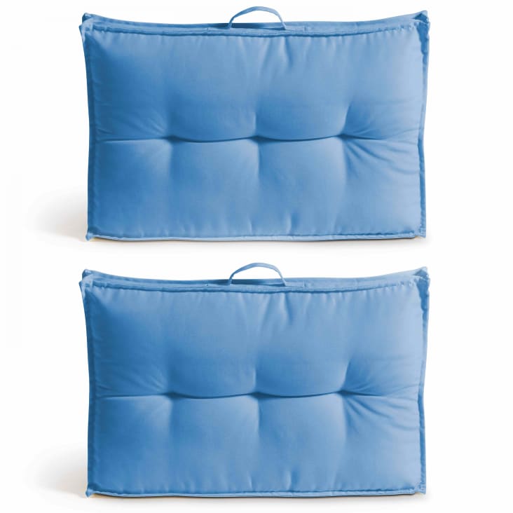 Lotto di 2 cuscini per schienale di pallet blu 60x40x12 cm Cuzco