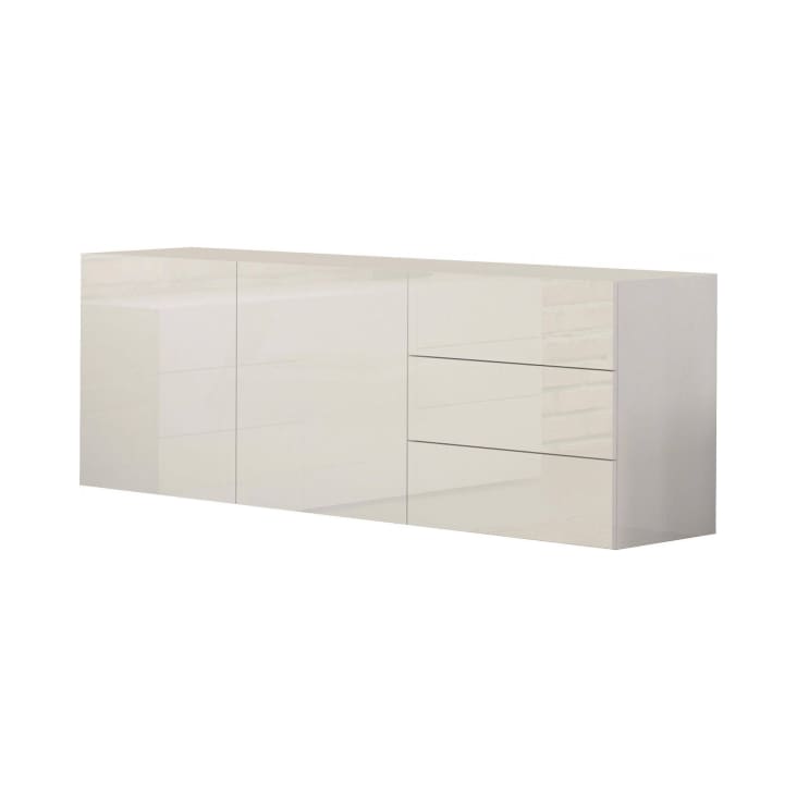 Buffet Cuisine Avec Rangement Four-Blanc Brillant