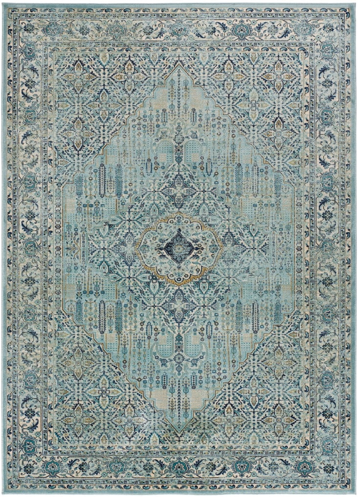 Tappeto vintage in viscosa blu, 140X200 cm DIHYA