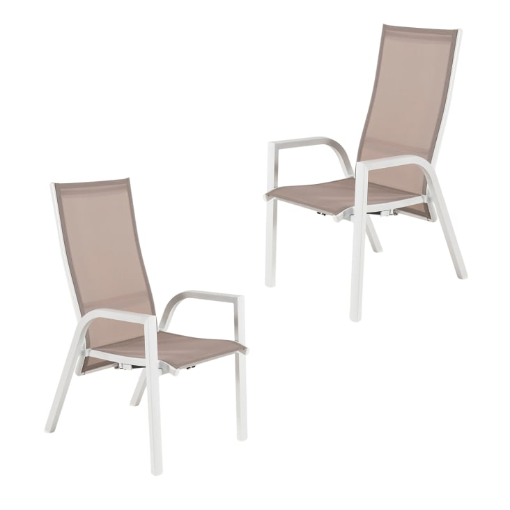 Pack de 2 sillones para jardín apilables aluminio blanco | Maisons du Monde