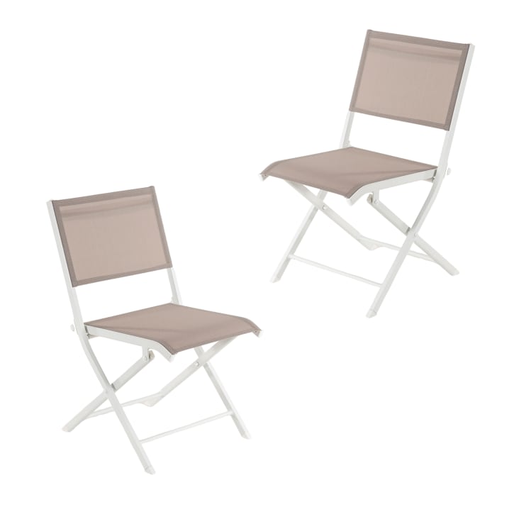 Pack de 2 sillas de exterior plegables 48x48x84 cm aluminio blanco