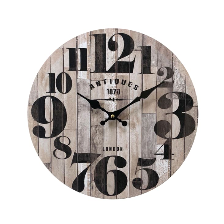 Orologio anticato in legno grigio e nero ø 33,8 cm