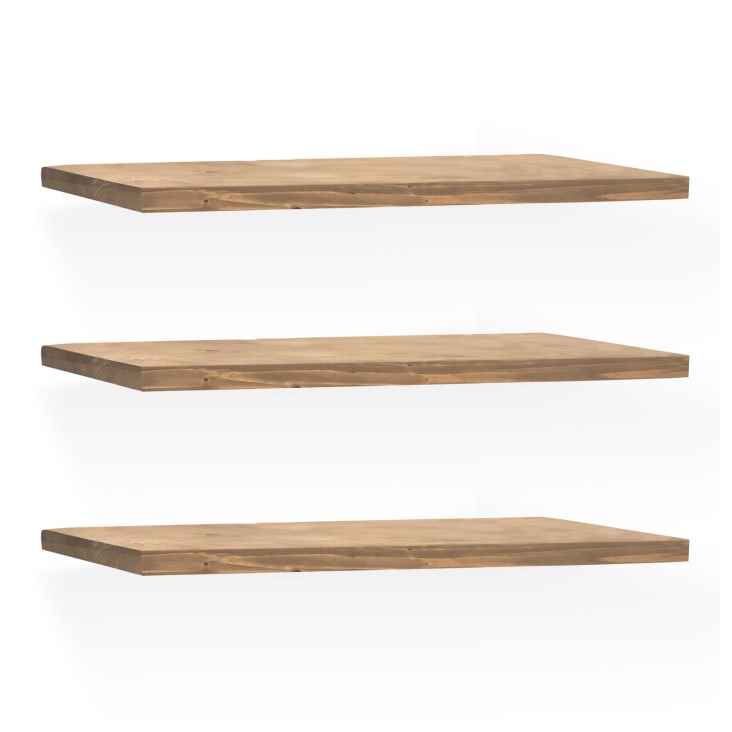 Pack 3 estanterías de madera maciza flotante envejecido 140cm