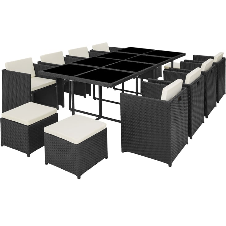 Conjunto de ratán new orleans 12 plazas polietileno aluminio negro