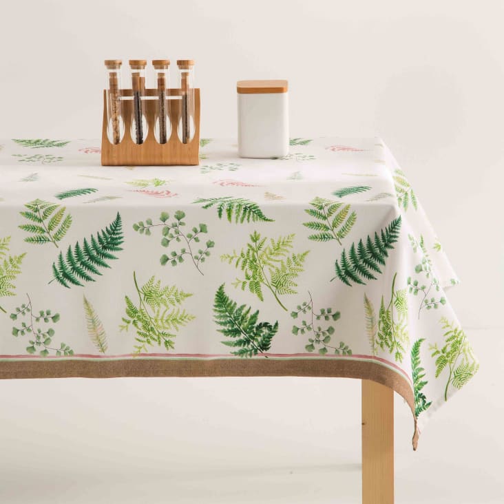 Nappe anti tache rectagulaire fleuri en coton bio 140x200cm