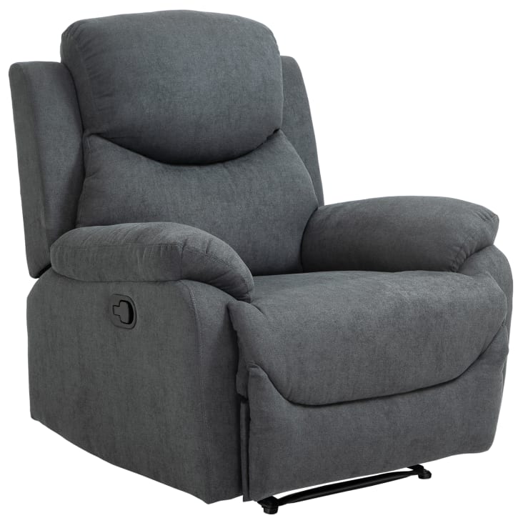 Poltrona relax manuale con schienale reclinabile in lino grigio