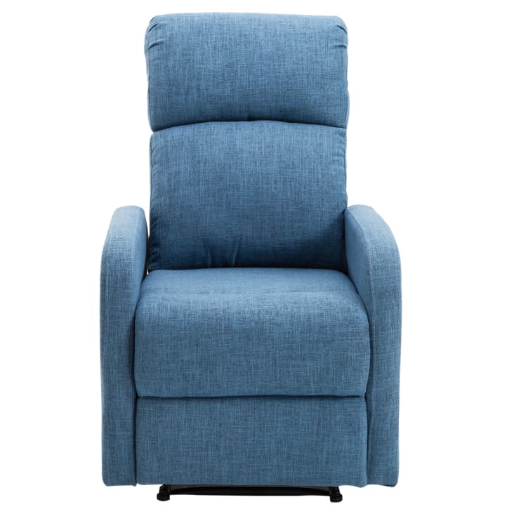 Poltrona relax reclinabile manuale in tessuto di lino blu