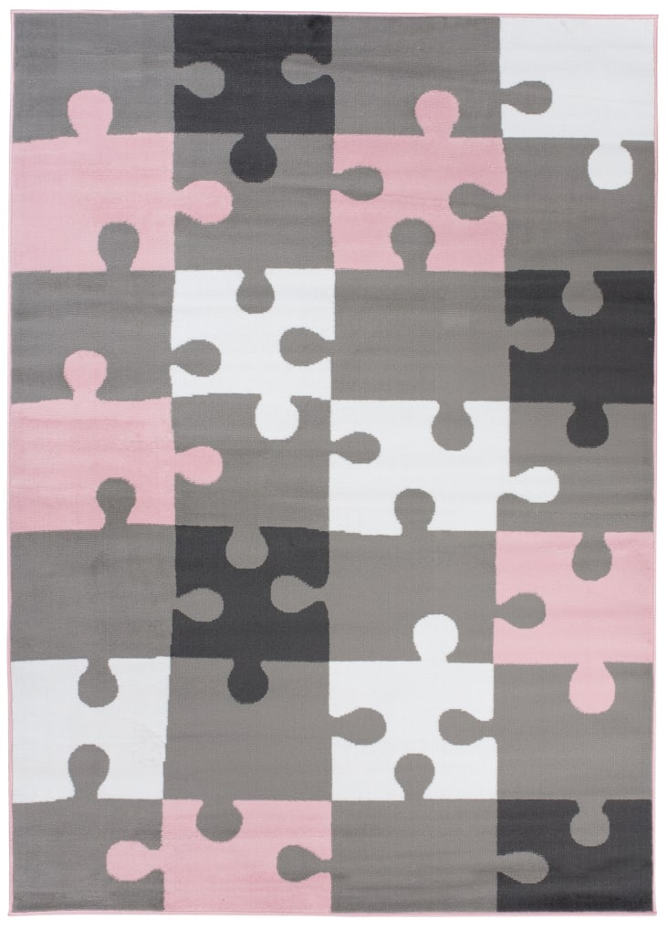 Tappeto per bambini puzzle rosa grigio bianco 80x150cm PINKY