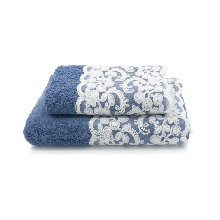 Set di asciugamani viso e ospite in puro cotone blu 110x60cm ELSA