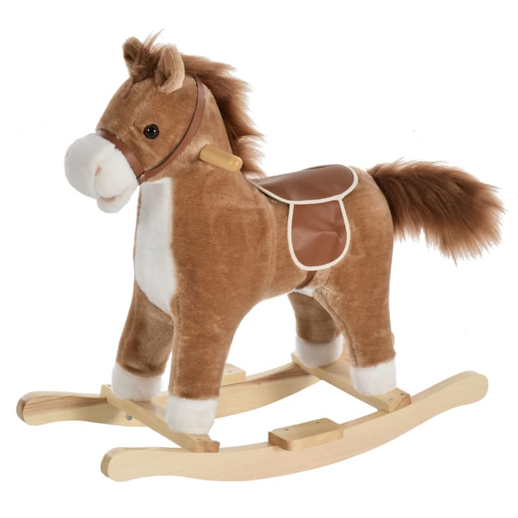 Cavallo a dondolo con suoni realistici per bambini peluche marrone