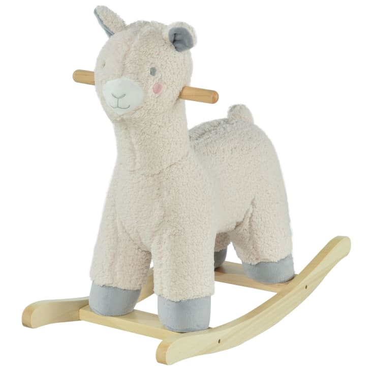 Cavallo a dondolo a forma di alpaca per bambini peluche bianco crema