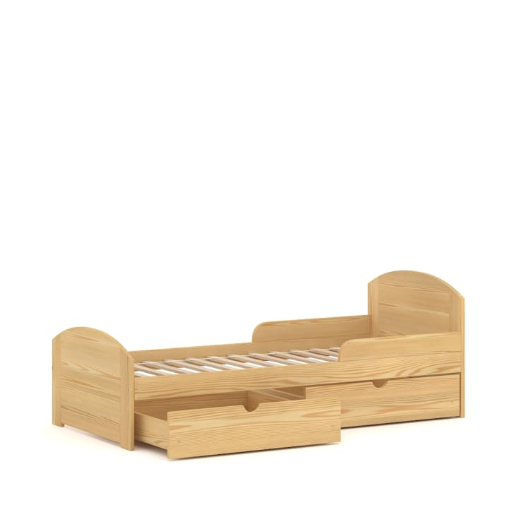 Letto singolo in legno massello di pino 200x90 Naturale