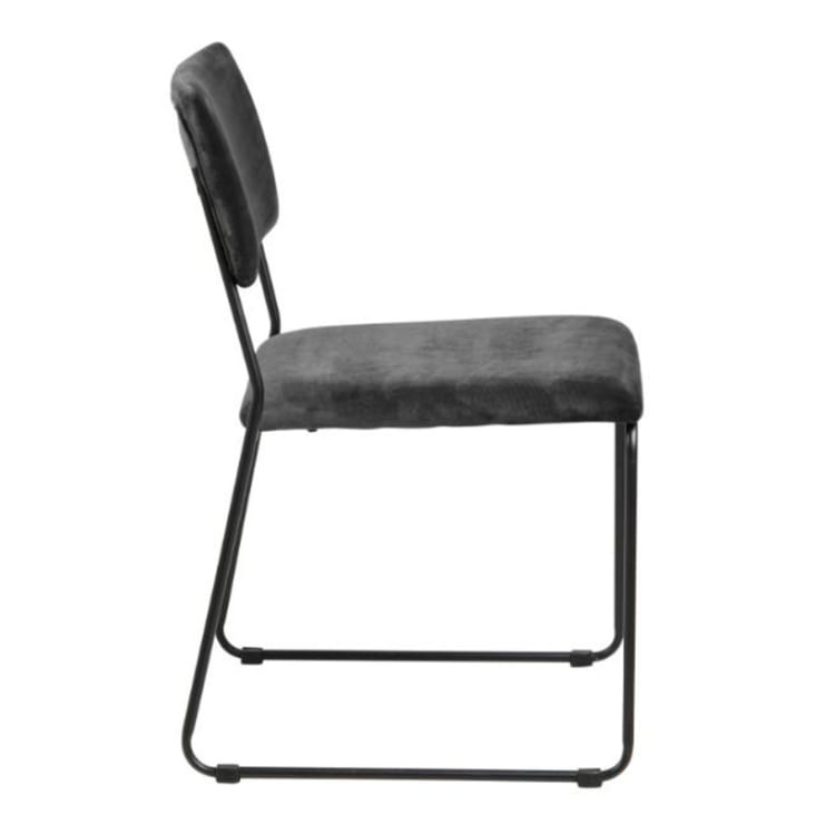 Lot de 4 chaises ESTELLE tissu gris clair pieds métal noir