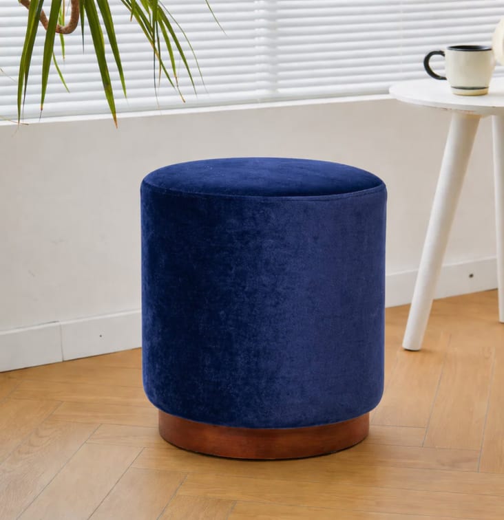 Pouf Anatra In Velluto Blu - Morbido Divanetto Per Interni