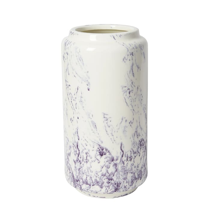 Vase décoratif en verre céramique blanc et violet H40