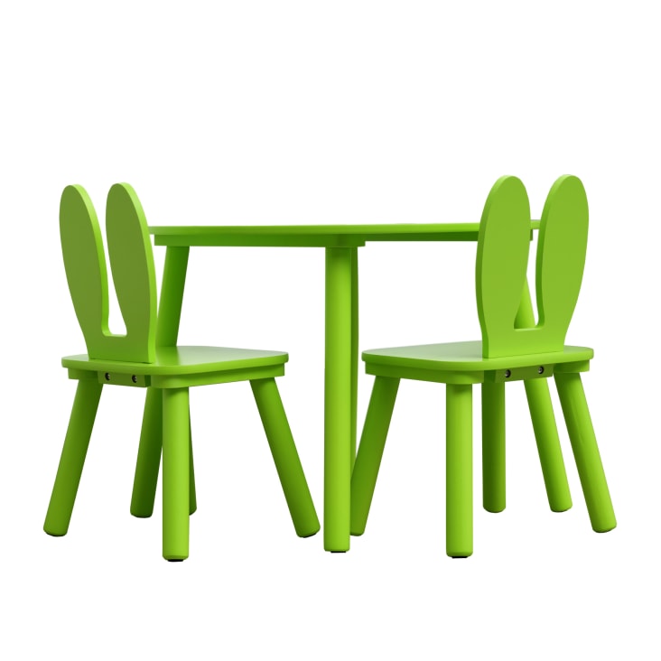 Juego con mesa baja y 2 sillas infantiles de MDF verde GIOIA