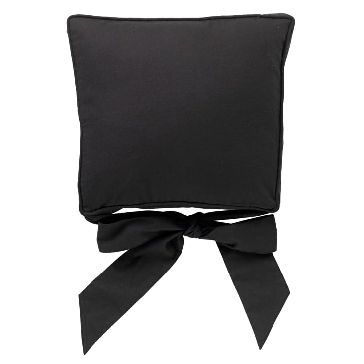 Housse de galette de chaise noir en coton 45x45 cm uni