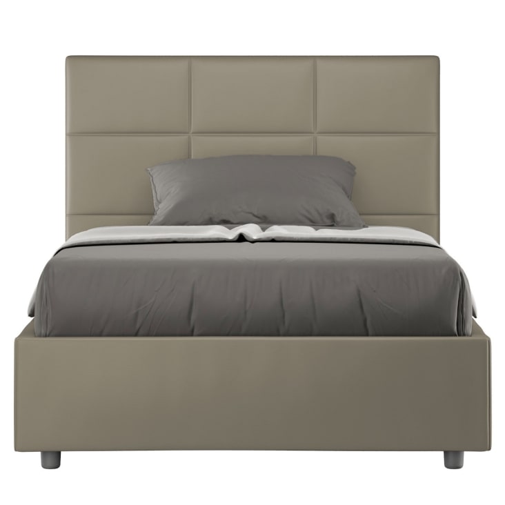 Letto senza rete imbottito 120x200 similpelle tortora Mika