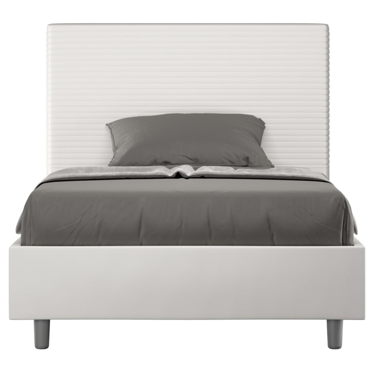 Letto senza rete imbottito 120x190 similpelle bianco FOCUS