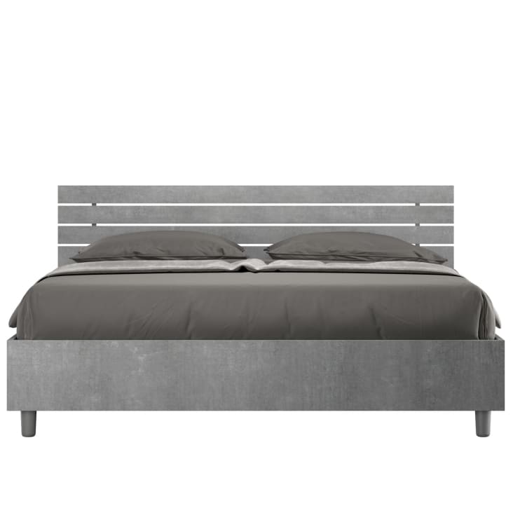 Letto matrimoniale 'bed box' rovere grigio con rete, contenitore e piedini  160x190 cm