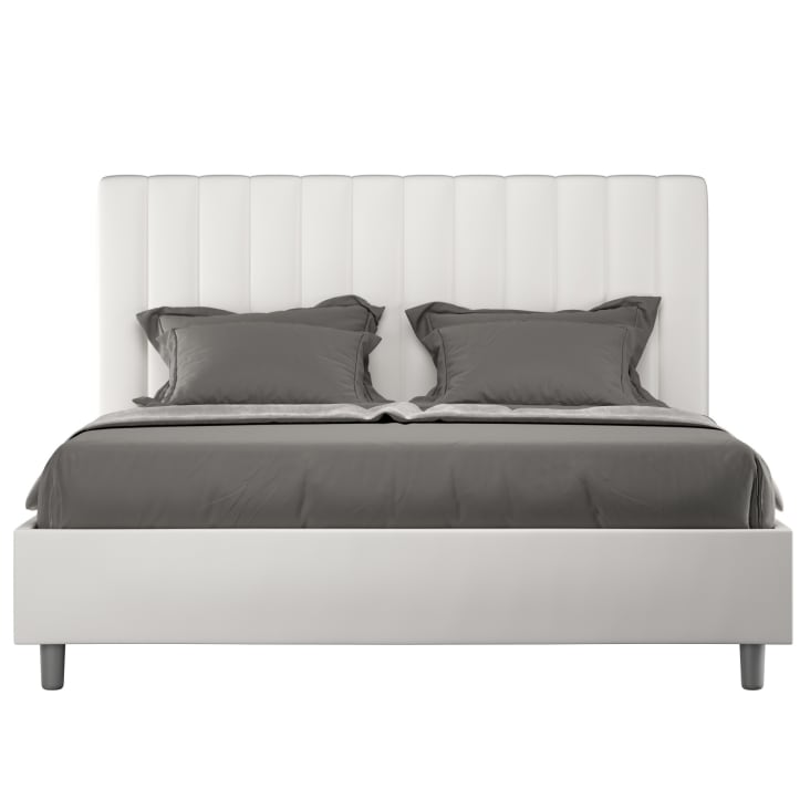 Letto contenitore 160x200 cm in tessuto bianco GABRIELLA