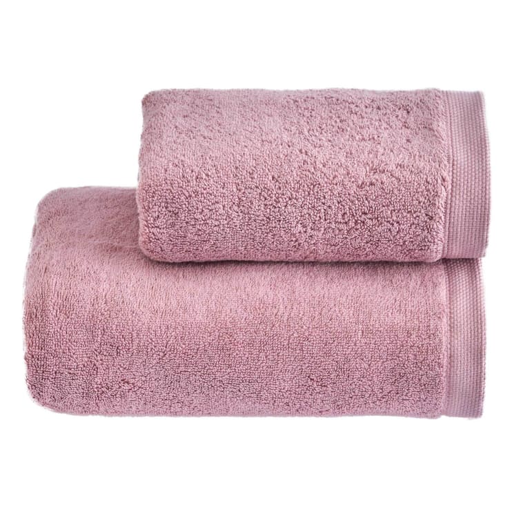 Set Asciugamano in Spugna Viso + Ospite rosa OPALE