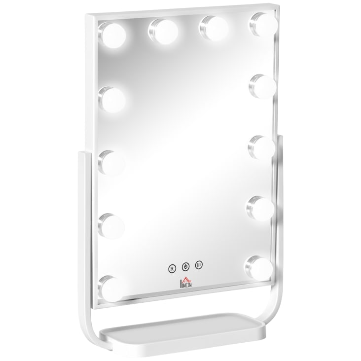 Specchio con luci per trucco - bianco - 12 LED - rettangolare