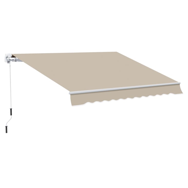 0℃ Outdoor Tenda Da Sole A Bracci Per Esterno Regolazione Con Manovella, Tenda Da Sole Retrattile Manuale Elettrico Motorizzato Per Balcone Impermeabile Ai Raggi UV In Poliestere,#1,2x1.5m - Foto 3