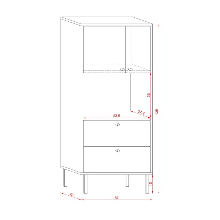 Credenza alta a 2 ante e 2 cassetti L57 cm Effetto quercia e nero BOSPE Maisons du Monde