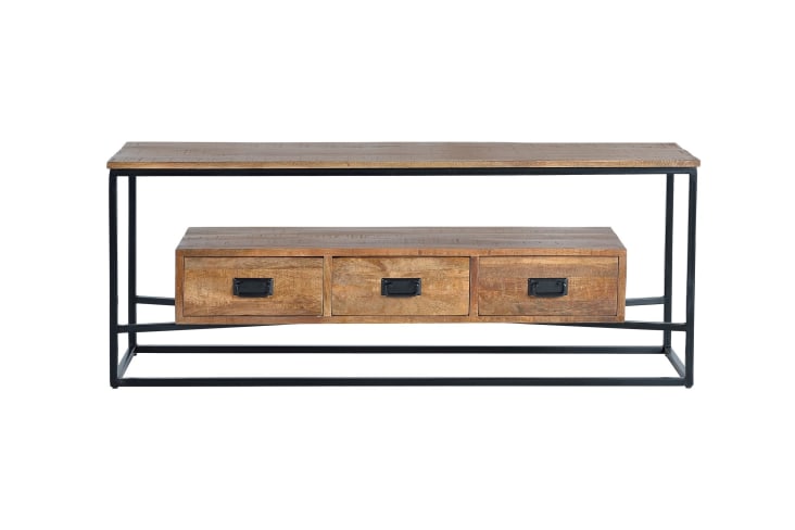 Lord - meuble TV - bois et noir - 170 cm - style industriel