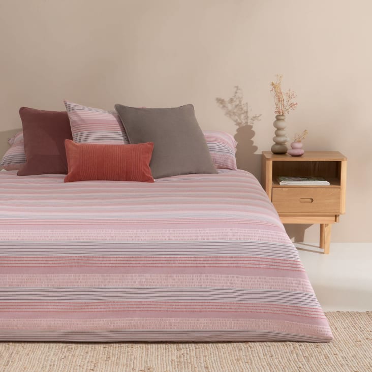 Asociación El extraño arrendamiento Funda nórdica rayas texturas rosa 200x220 GRALIN | Maisons du Monde
