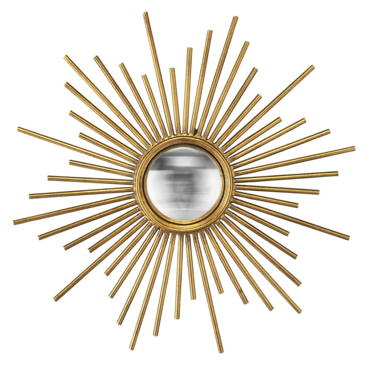 Miroir doré rond convexe plumes - 2 Dimensions