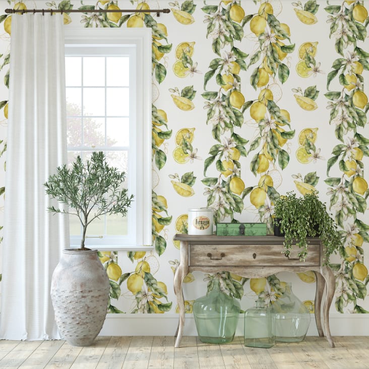 Papier Peint Citrons en papier réel,200x280cm,8 feuilles Natura ...