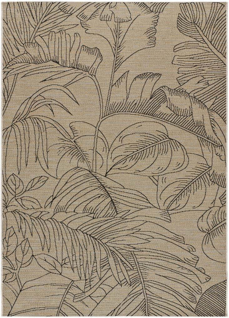 Alfombra Redonda con un dibujo de palmeras y medidas 160 cm