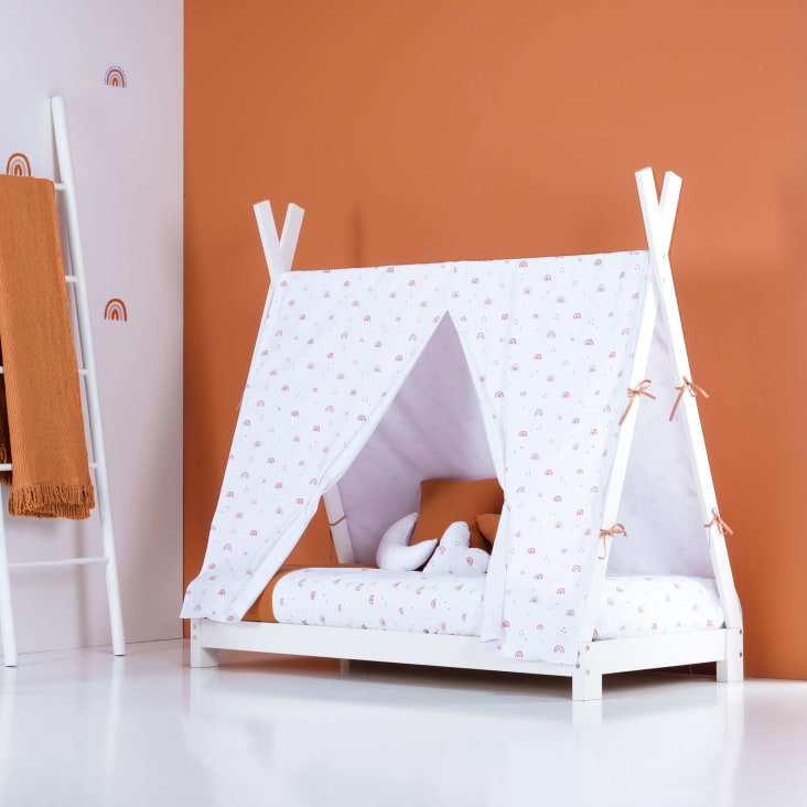Lit Montessori pour bébé 70x140 cm avec textile en terracotta INDY